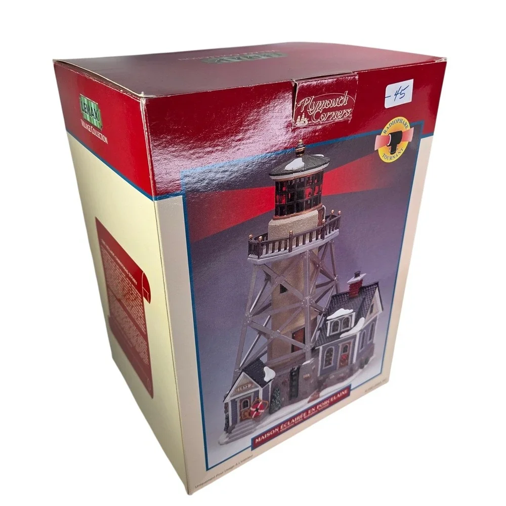 Lemax Lighthouse Christmas Village Rotating Beacon 2002 Nautical Video Boxed Vtg